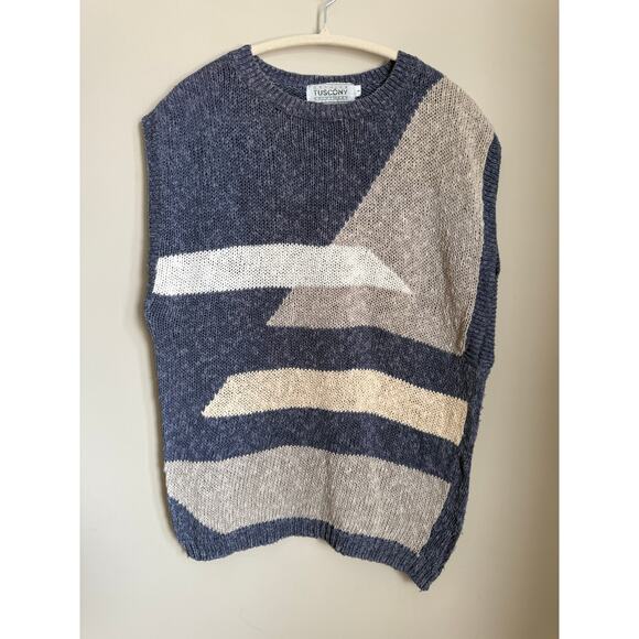 Vintage 90s Tuscony Sportwear Purple Linen Cotton Blend Sweater Vest Size Large - Picture 2 of 6